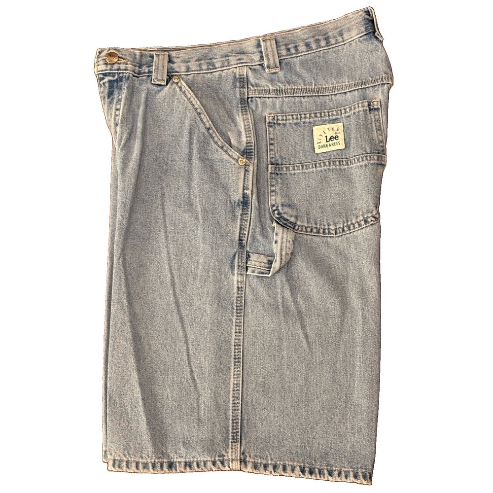 1990s Y2K Lee Dungarees Vintage Blue Denim Carpenter Shorts Size 30
